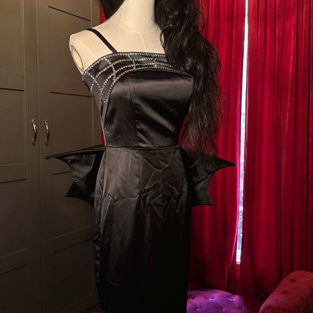 Burlesque goth spiderweb satin dress